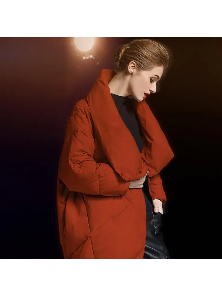 European Scarf Collar Loose Thicked Long White Duck Down Coats Women Short 2022 Winter Fashion Black Warmer Bread Cloth Jackets