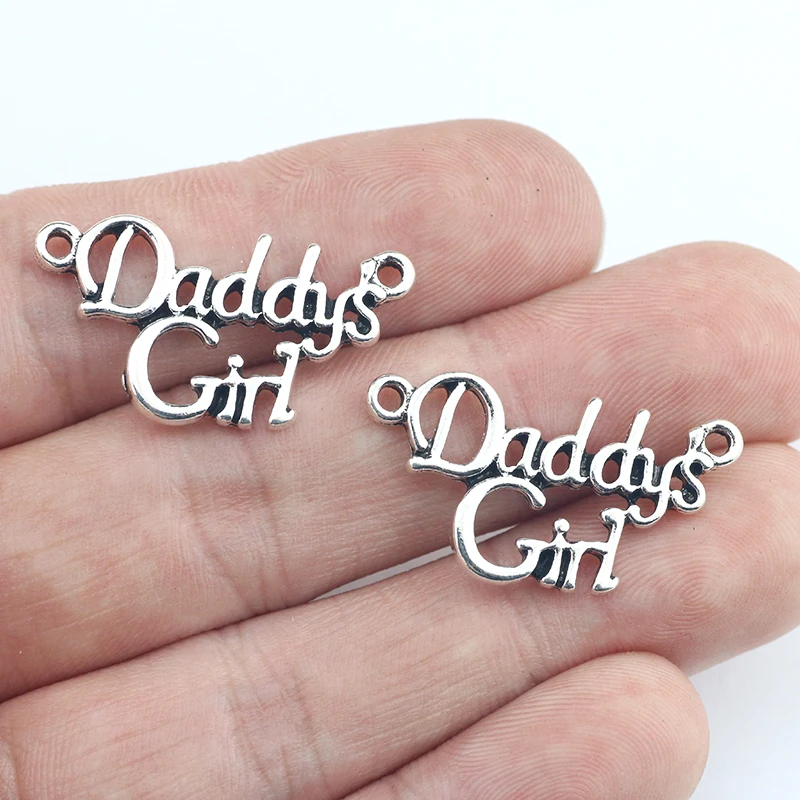 

20 Pieces 15*28mm Antique Silver Color Daddy's Girl Charms Best Necklace Bracelet Pendant Charms For Jewelry Making Gifts