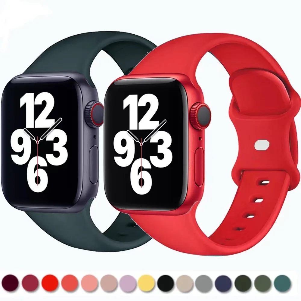 

Silicone Strap For Apple Watch 7 6 5 4 SE Sports comfortable bracelet wristband For iWatch 45mm 41mm 44mm 42mm 40mm 38mm Correa