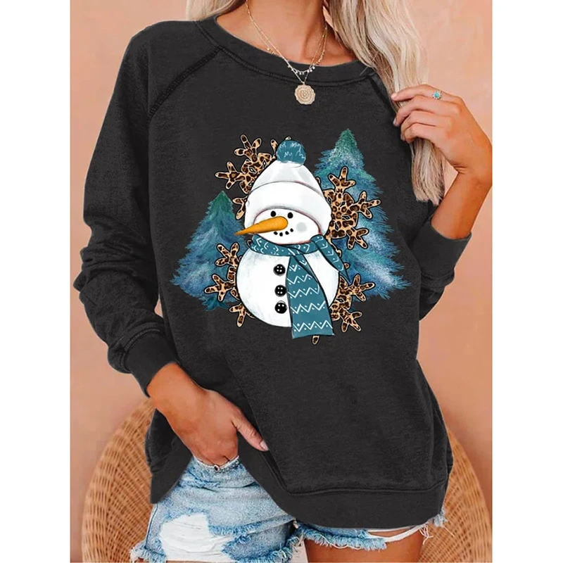 

Rheaclot Рождественский Снеговик смешной графический принт Женская Повседневная хлопковая толстовка с длинным рукавом