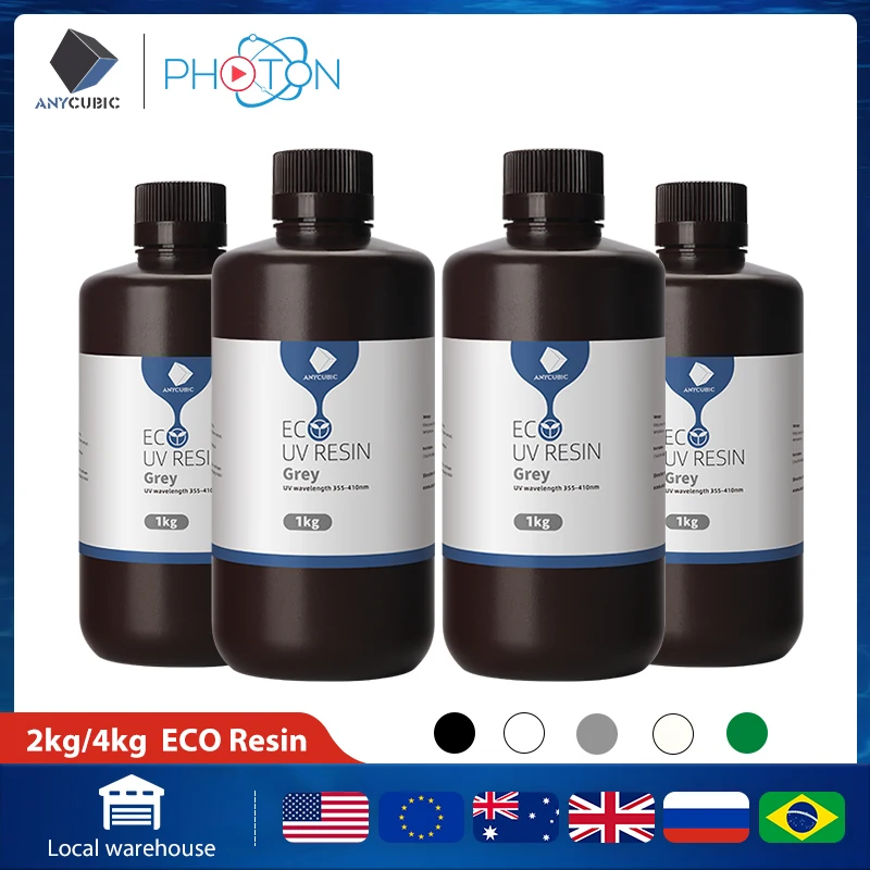 

ANYCUBIC Plant based UV 3D Printer Resin For LCD Photon Printing Material Ultralow Odor High Precision Quick Curing 2/4 kg