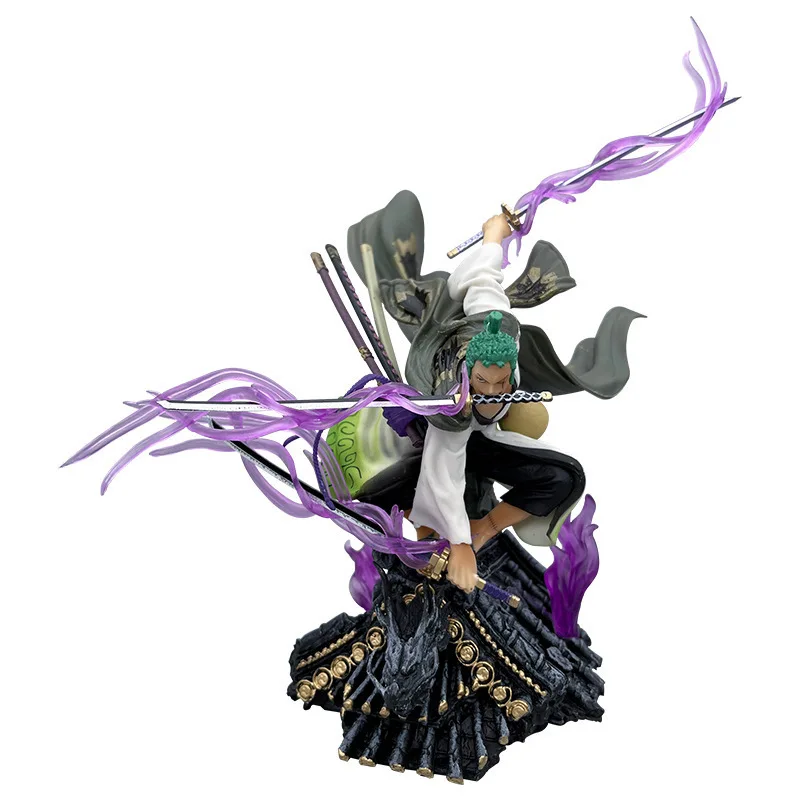 

One Piece Action Figure Anime Figure GK Roof Kimono Roronoa Zoro Three-Knife Fighting Skill Anime Model Decorations PVC Toy Gift