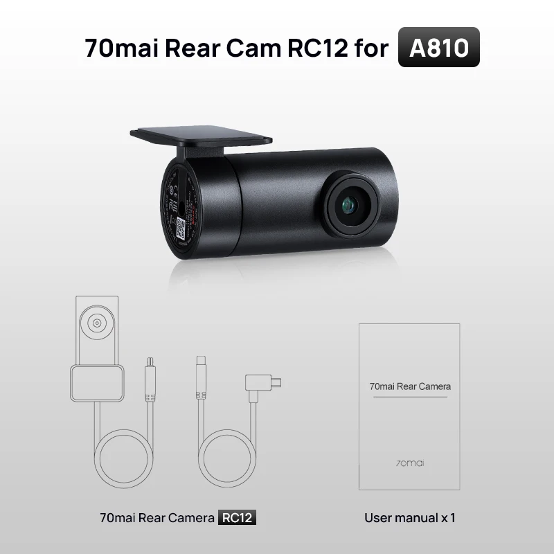 

Задняя камера 70mai RC12 для видеорегистратора 70mai 4K A810, автомобильный видеорегистратор, камера заднего вида, поддержка записи парковки