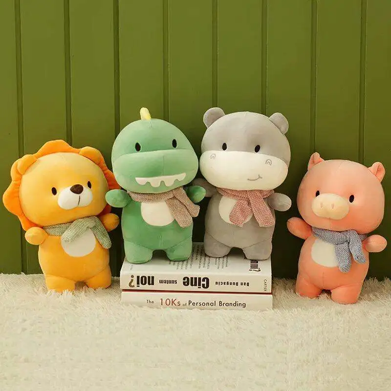 

23cm New Dinosaur Plush Toys Animals Stuffed Lion Pig Dolls Hippo Soft Toys Baby Kids Birthday Gift
