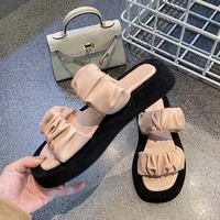 new women shoes flat bottom comfortable sandals and slippers women summer fashion pleated thick bottom slippers women