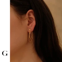 ghidbk multi layers beaded chains earrings geometric circle tassel earrings for women minimalist long chain earring