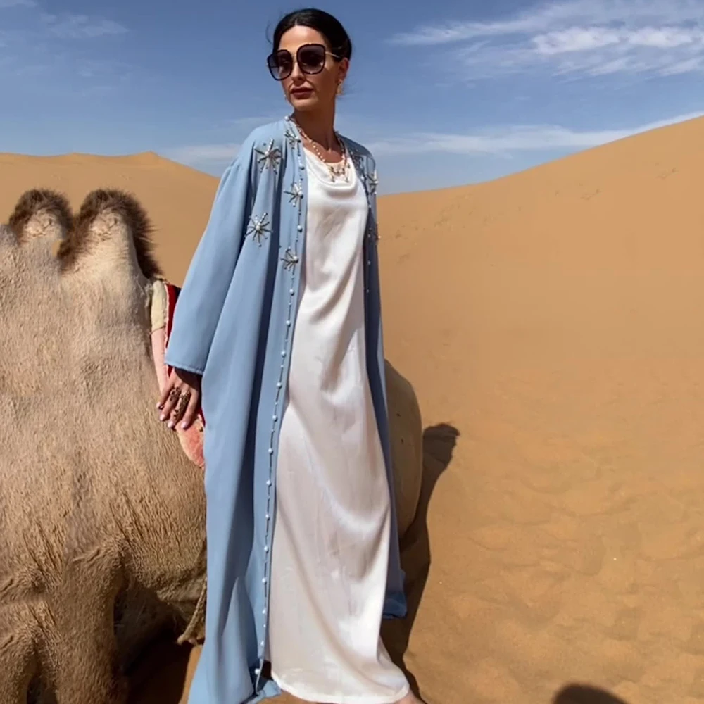Diamond Ramadan Open Abayas For Women Moroccan Islamic Muslim Arabic Kaftan Kimono Dubai Eid Mubarak Pakistani Dresses Cardigan