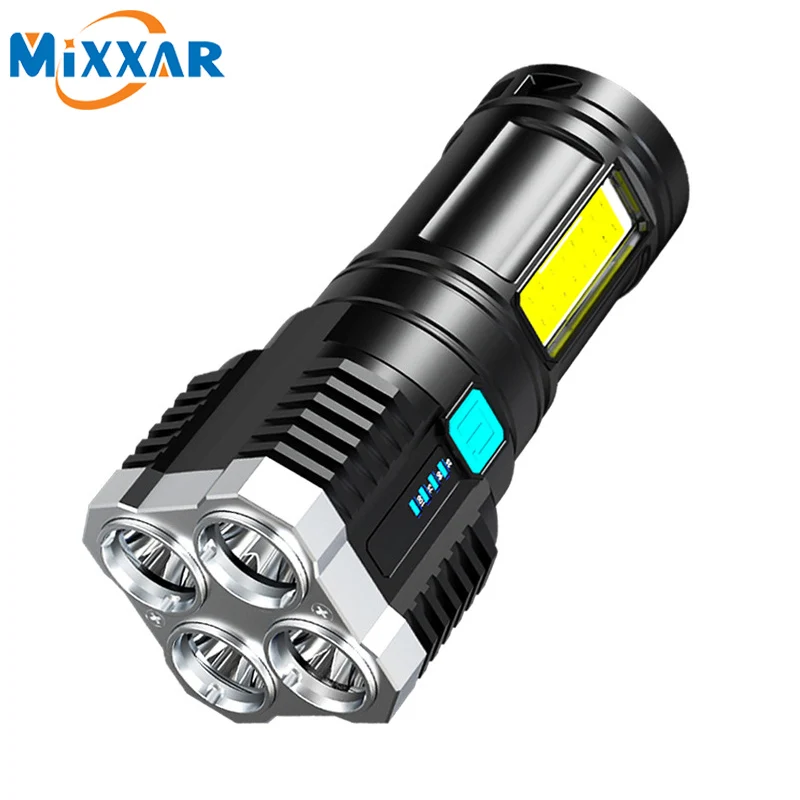 ZK20 Spotlight Four-Eye Strong Light Flashlight USB Rechargeable Flashlight Portable Spotlight Long-Range Shot Cob Flashlight