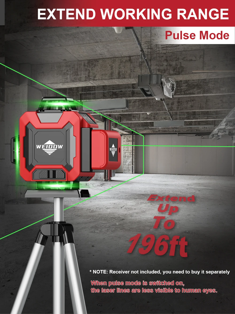 WEIDDW Профессиональный лазерный уровень 4D 16 линий зелёный луч