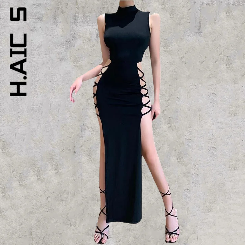 

Женское платье без рукавов H. АИК, элегантное белое, черное облегающее платье макси с вырезами, лето 2023