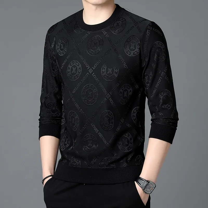 Golf Apparel Men's New Knitted Pullover Sweatshirt Golf Men's Jacquard Fashion Round Neck Pullover Long Sleeve Clothing