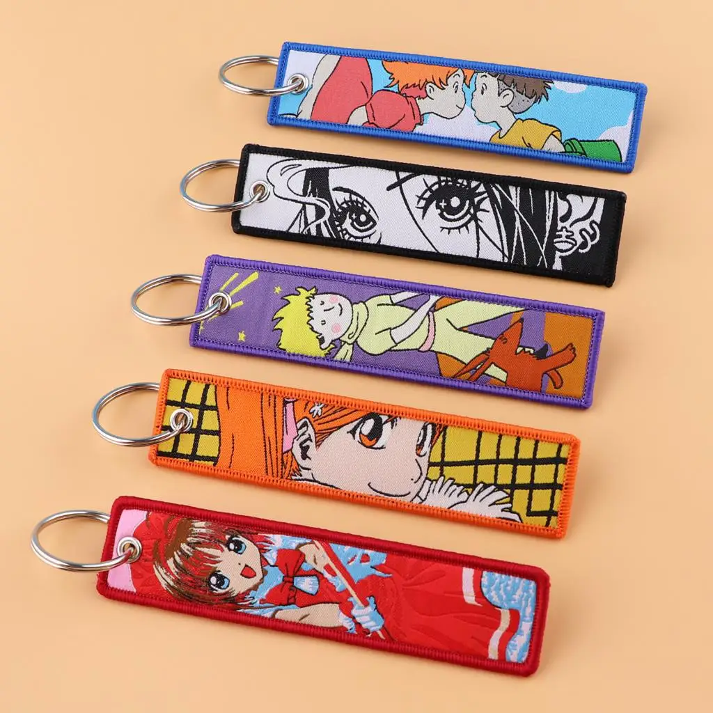 

NANA Key Tag Anime Cardcaptor Sakura Embroidery Keychain Creative Key Ring Holder Jewelry Cosplay Accessories Fans Gift