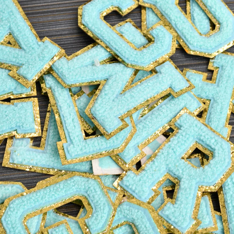1pc 2.5in chenille letter patches Glitter Alphabet Varsity Patches DIY Custom Name Iron on Cosmetic Pouch |