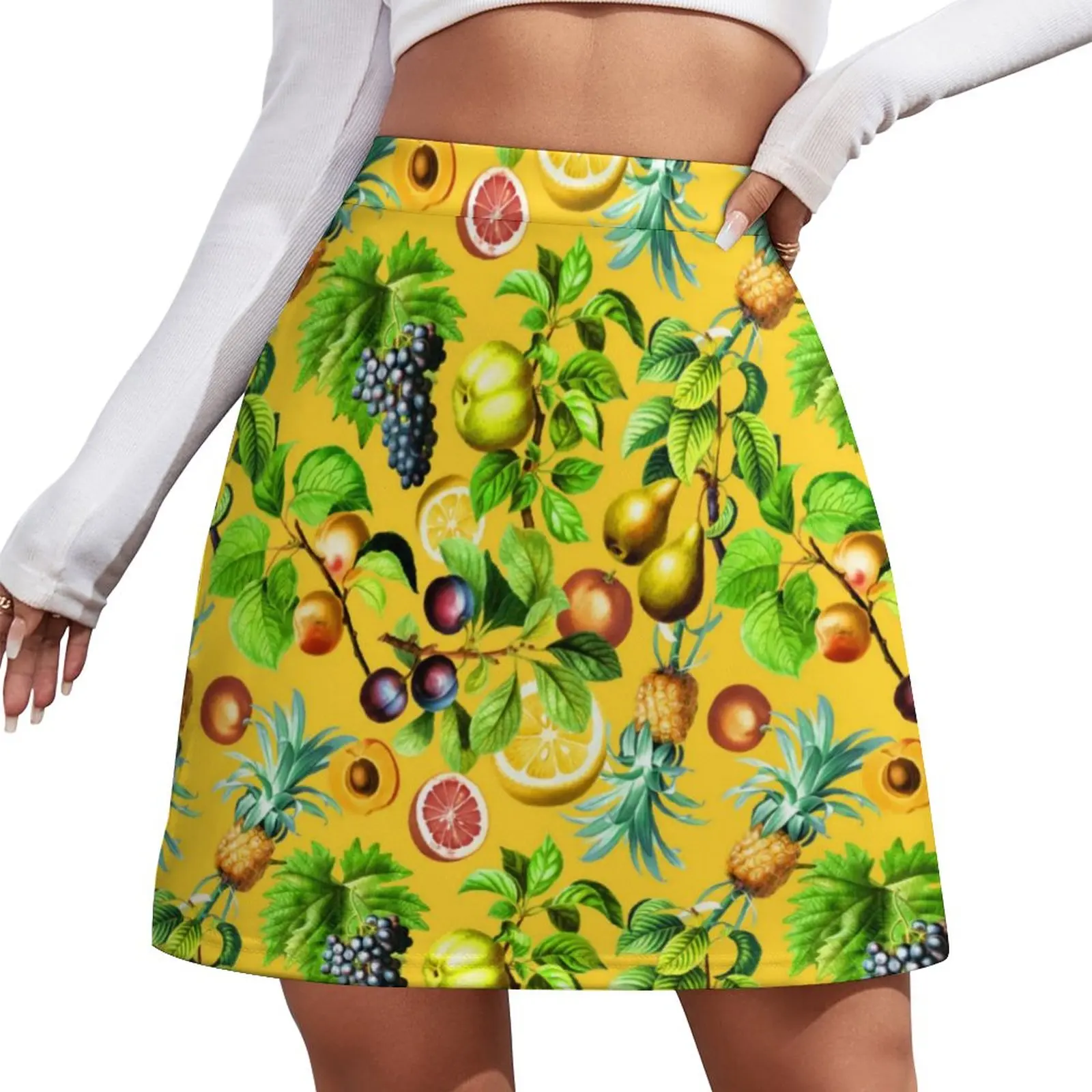 

Pineapple Skirt Tropical Fruit Print Korean Fashion Casual Skirts Woman Cute Mini Skirt Custom Bottoms Gift Idea