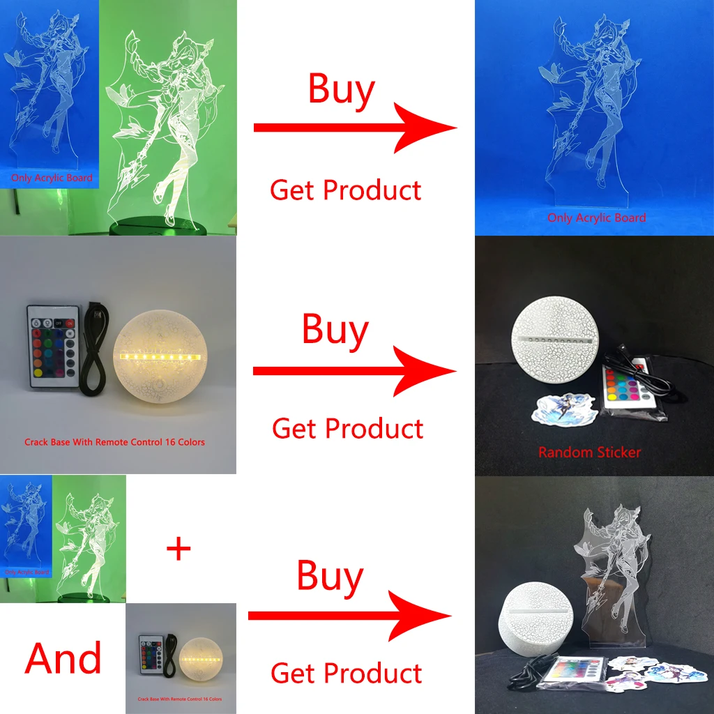 Игра Genshin Impact 3D светодиодный ночсветильник Shenhe акриловая доска сувенир