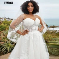 fivsole luxury tulle beach wedding dresses sweetheart strapless a line lace appliques bridal gowns mariage vestidos de novia