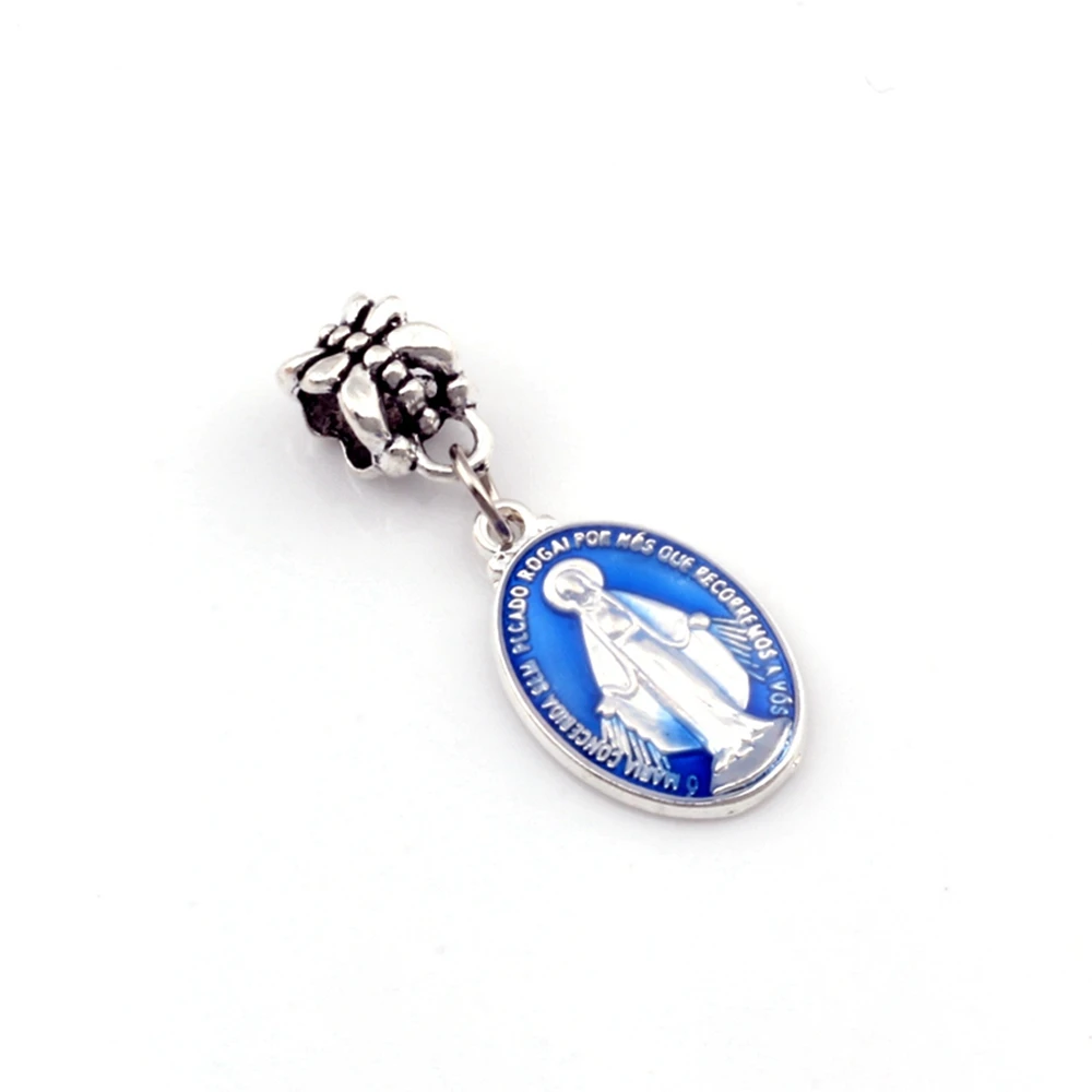 

50Pcs Blue Enamel Virgin Mary Dangle Charms Beads Fit Pendant Bracelet Necklaces DIY Jewelry Christmas Gift A-574a