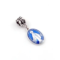 50pcs blue enamel virgin mary dangle charms beads fit pendant bracelet necklaces diy jewelry christmas gift a 574a
