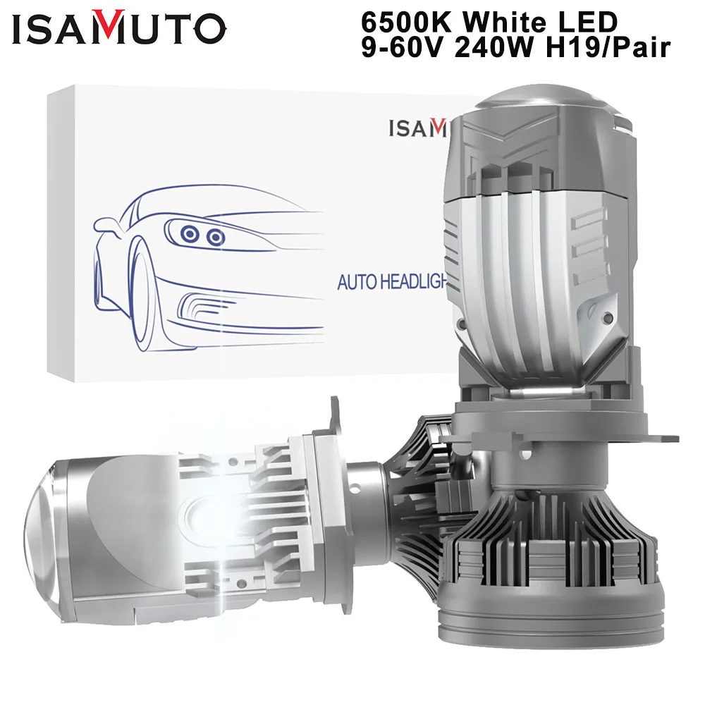 

Светодиодная фара H19 H4 с линзой ISAMUTO FE771L 240W 7000K 20000LM Автомобильная белая лампа Hi/lo