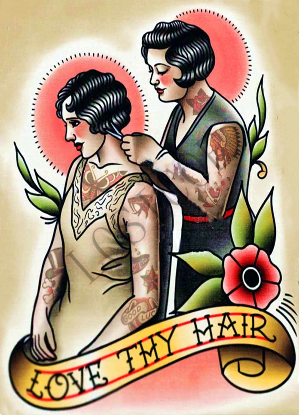 

Haircut and Shaving Tattoos Wall Art Vintage kraft Paper Poster Hanging Painting HD Print Wall Sticker Barber Shop Decoration D1