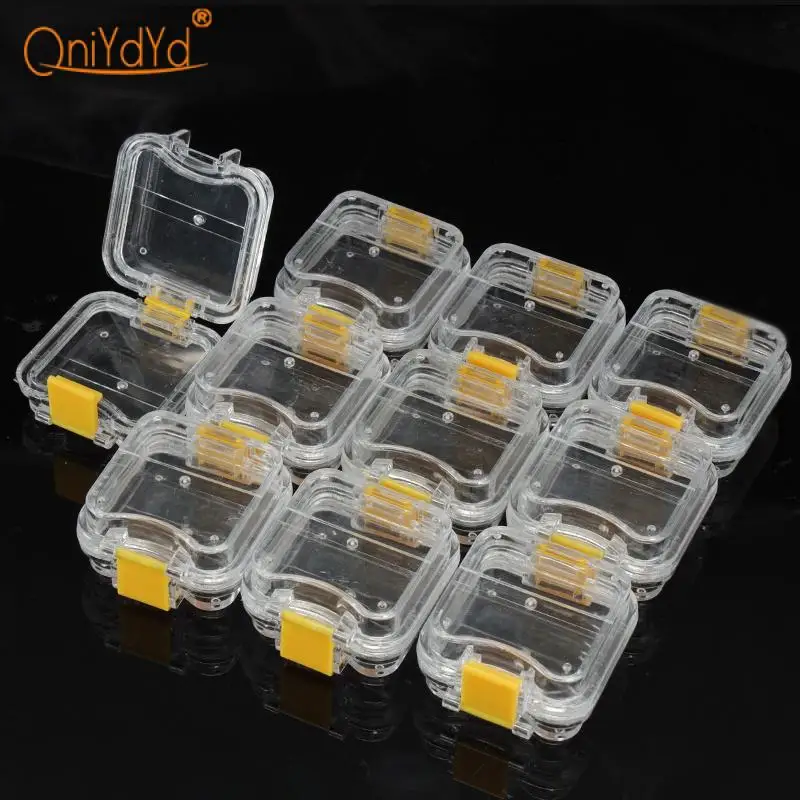 10pcs Plastic Denture Tooth Box With Film  Denture Storage Box  Tooth Implant Transparent Box