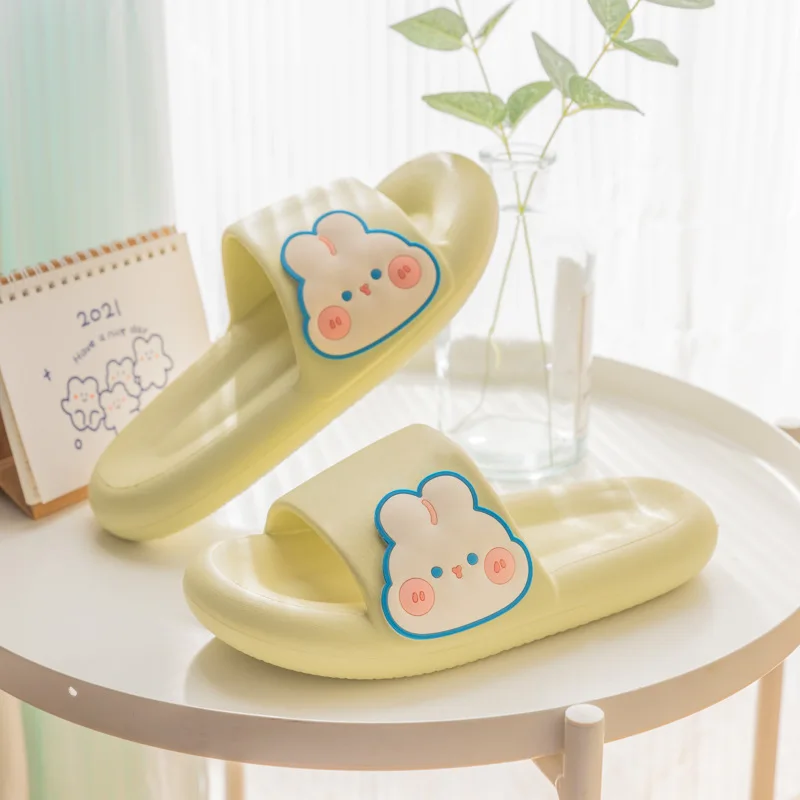 Rabbit Slippers Ladies Cute Platform EVA Sandals Couples Summer Soft Sole Indoor Bathroom Shoes Non-Slip Comfort Home Slides