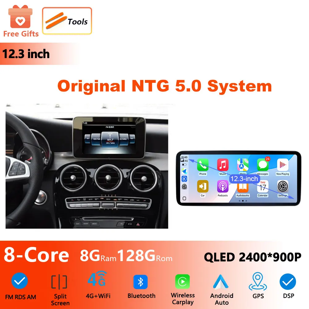 

Автомобильный радиоприемник-мультимедийный плеер Android Auto для Benz C Class W205 GLC X253 2015-2018 GPS WiFi DSP стерео аксессуары для сенсорного экрана