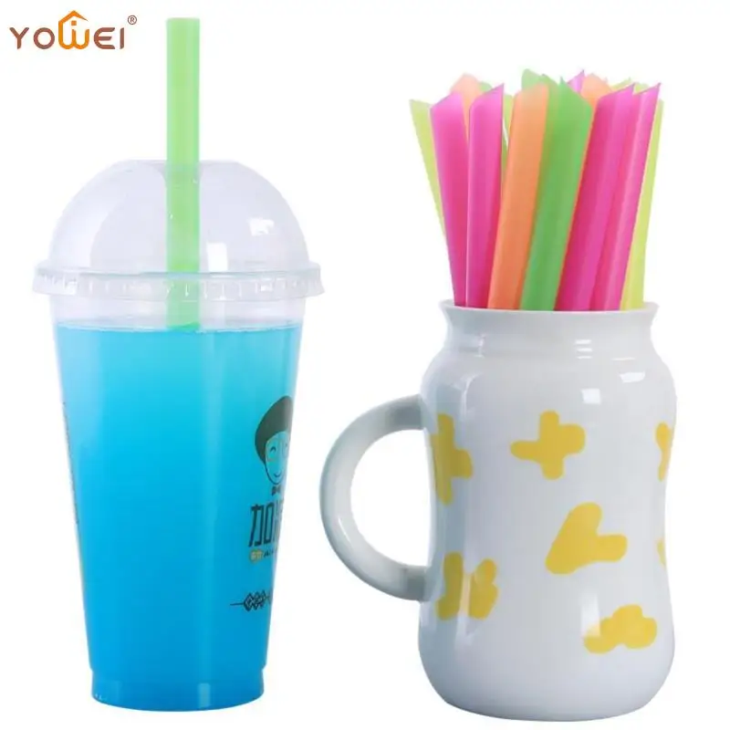 

100 шт., флуоресцентные пластиковые гибкие трубочки для напитков