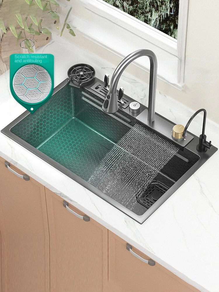 

Раковина «Водопад» из нержавеющей стали 304, большая раковина с тиснением в виде сот, кухонная бытовая раковина раковины ручной работы kitchen