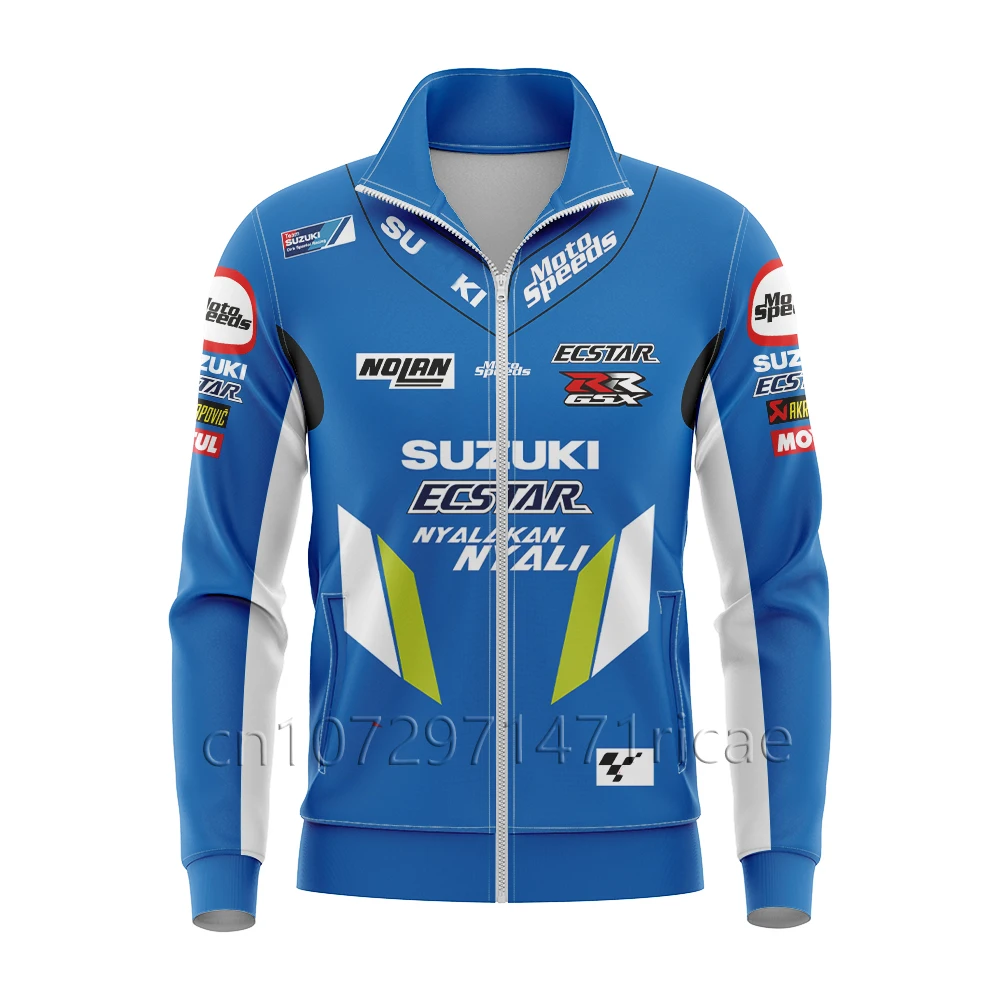 

NEW Moto Team Racing Motorbike Fashion Casual Jersey For Blue Zipper Jacket Riding Men's Sports Top