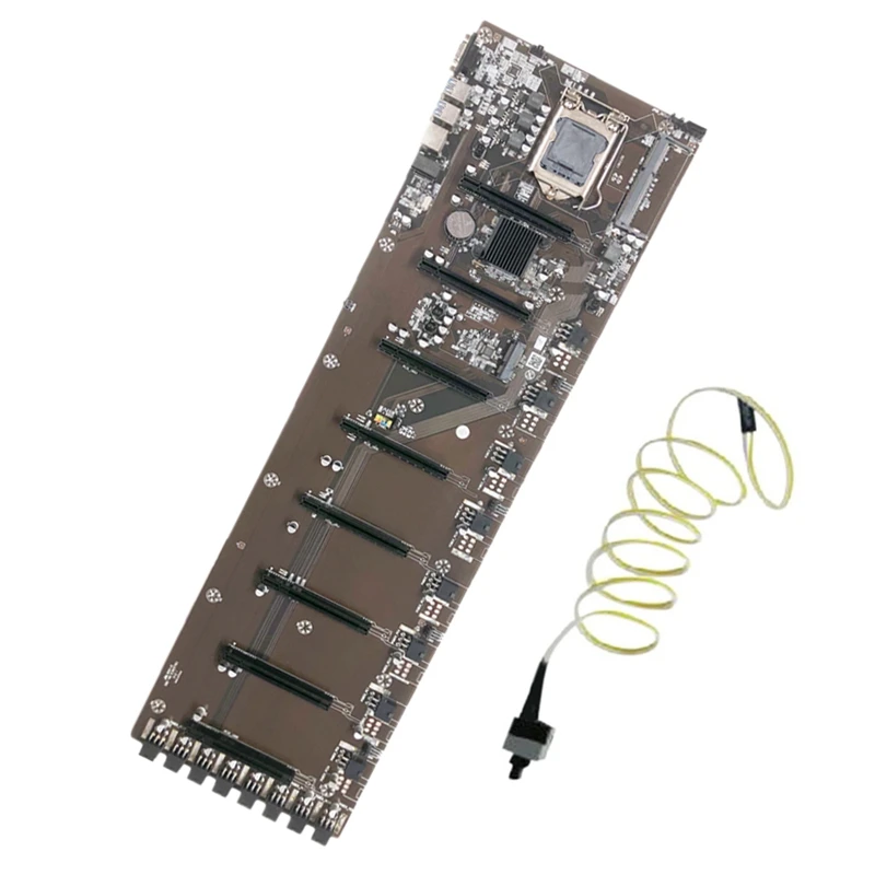 

Оригинальная материнская плата для майнинга BTC с кабелем переключателя LGA1155 8PCI-E 65 мм, большой расстояние, разъем для графической карты, мате...