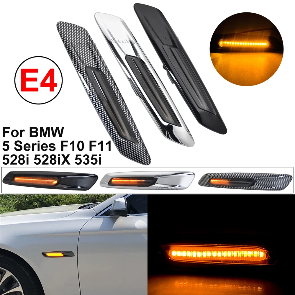 2PCS LED Dynamic Side Marker Lights Sequential Turn Signal Lamps For BMW 5-Series F10 Sedan F11 Touring 63137154167