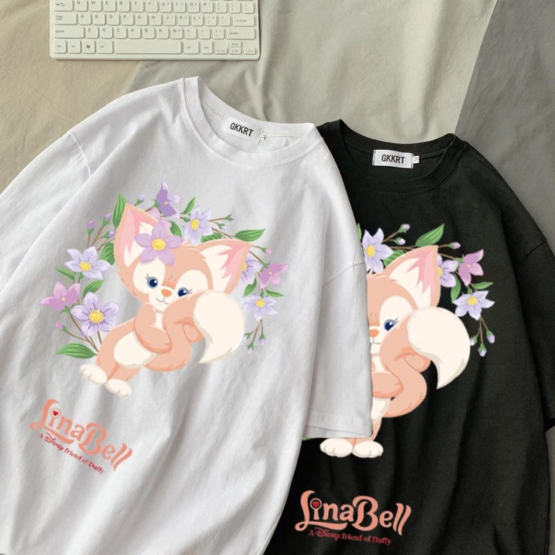 

Cartoon Print Disney Women T-shirt Harajuku Cute LinaBell Pullover Graphic short sleeve T Shirts Streetwear y2k Clothes Tops