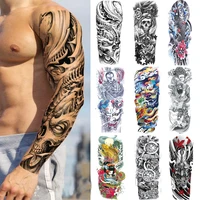 18 designs waterproof temporary tattoo stickers full arm large skull old school tatoo stickers flash fake tattoos for men women