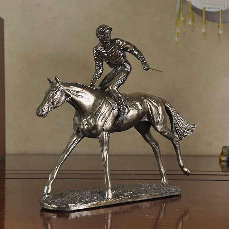 

Статуя для гонок с лошадьми, полимерные поделки, украшения для райдера, украшение для стола, Спортивная скульптура, комната, эстетика, лошадь, предметы интерьера