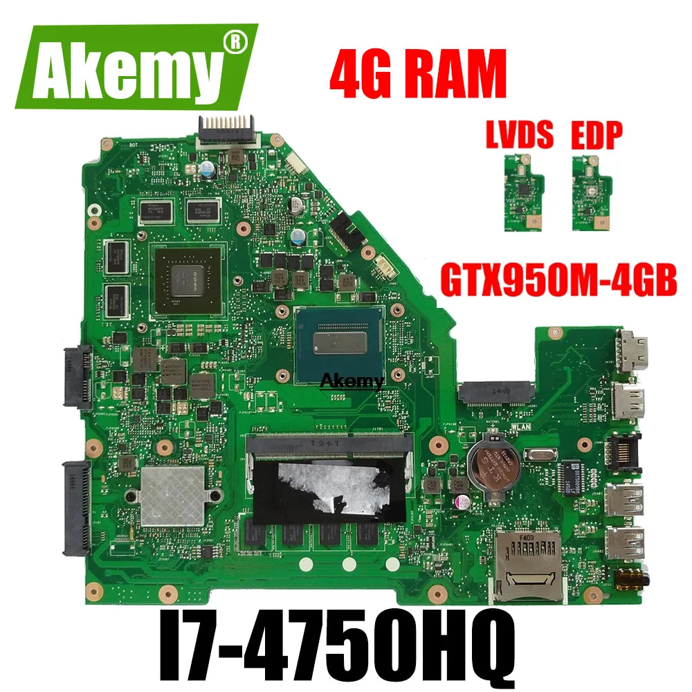 

Материнская плата X550JX MB._ 4G/I7-4750HQ/AS (GTX950M-4GB) для ноутбука Asus X550JK X550J A550J FX50J W50J K550J X550JX