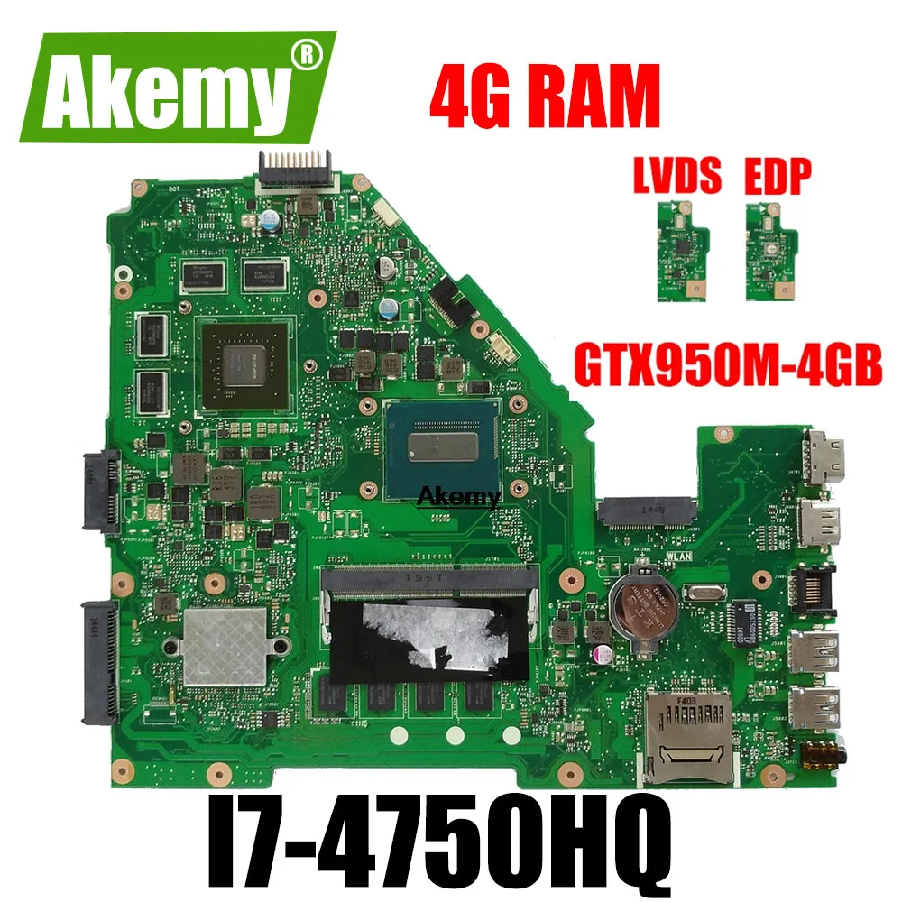 

X550JX MB._4G/I7-4750HQ/AS (GTX950M-4GB) Motherboard For Asus X550JK X550J A550J FX50J W50J K550J X550JX Laptop Maniboard