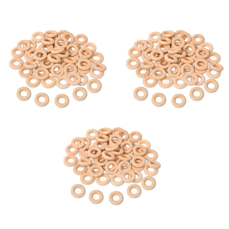 

450 Pcs 25 Mm/1 Inch Wooden Craft Ring Unfinished Wooden Rings Circle Wood Pendant Connectors For DIY Projects
