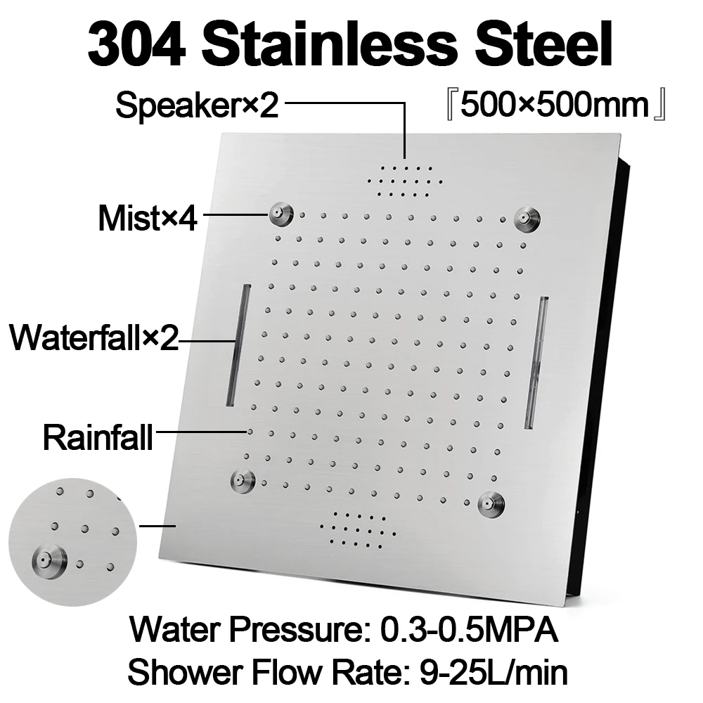 Роскошный большой матовый никель 20 дюймов дождь 5 функций душевой набор