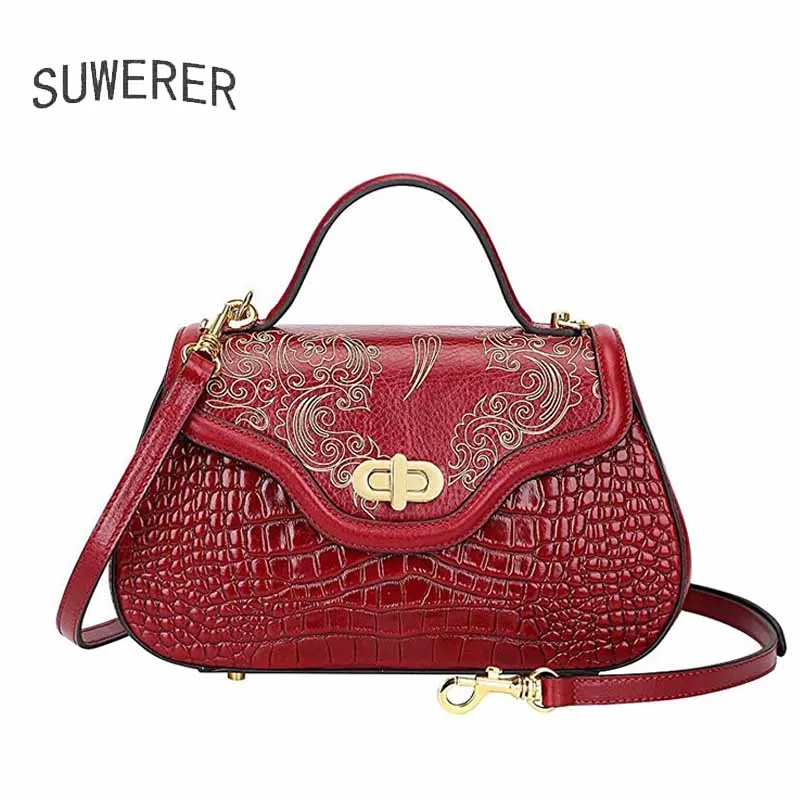 

SUWERER New High quality handbag fashion luxury designer women's bag Genuine Leather women handbags cowhide bag