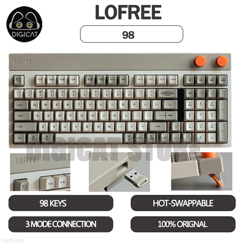 

Lofree Mechanical Gamer Keyboard 98 Keys 3 Mode 2.4G/USB/Bluetooth Wireless Keyboard Hot-Swap Retro Block Gaming Keyboard Gifts