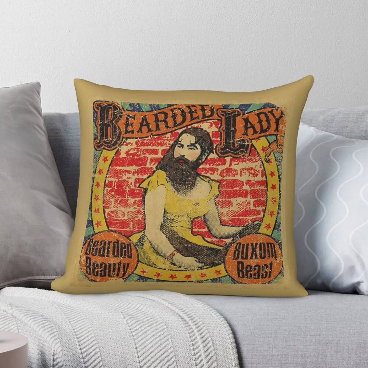 

Женский квадратный чехол для подушки Bearded из полиэстера и льна, бархатный чехол для диванной подушки с принтом на молнии