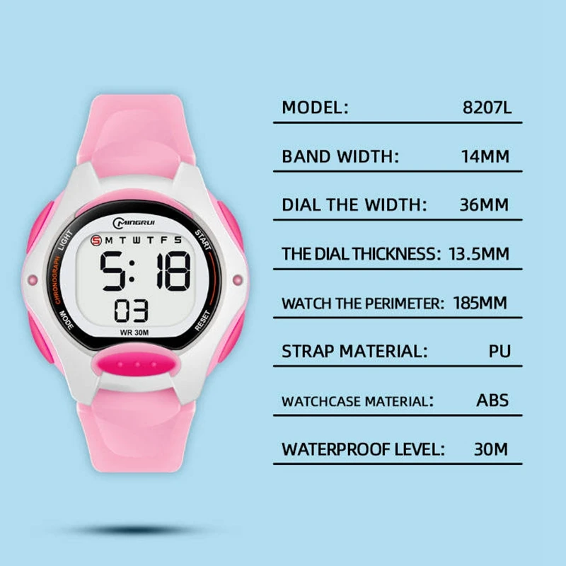 Child Sport Watches Kids Digital Clocks Waterproof Student Electronic Hour Boy Luminous Time Girl Gift Baby Wristwatch PU Strap enlarge