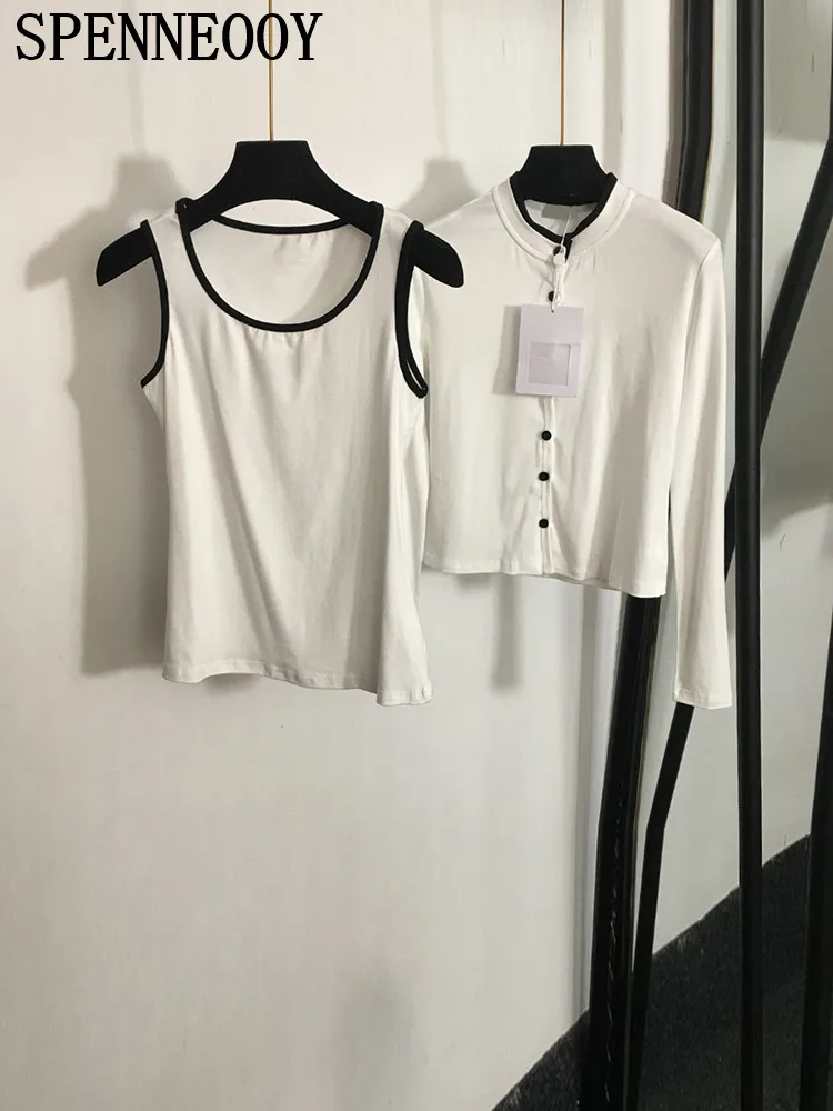 Женский Повседневный Кардиган с круглым вырезом SPENNEOOY подиумный Белый Топ