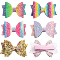 1 piece gradient rainbow glitter barrette bow tie hairpins hair clips for girls tiaras baby hair accessories for women feminine