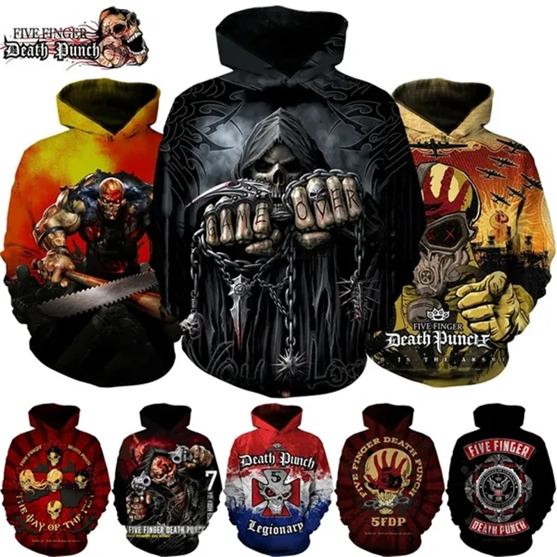 

Autumn New Fashion Five Finger Death Punch 3D Rock Muisc Printing Hoodies Unisex Casual Pullover Outdoor Essentials Hoodie Tops