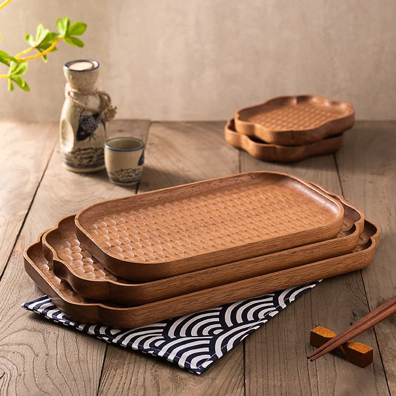 

Gold Rosewood Oval Coffee Tray Saucer Tea Tray Japanese Dim Sum Plate Hand Carved Tortoise Shell Plate