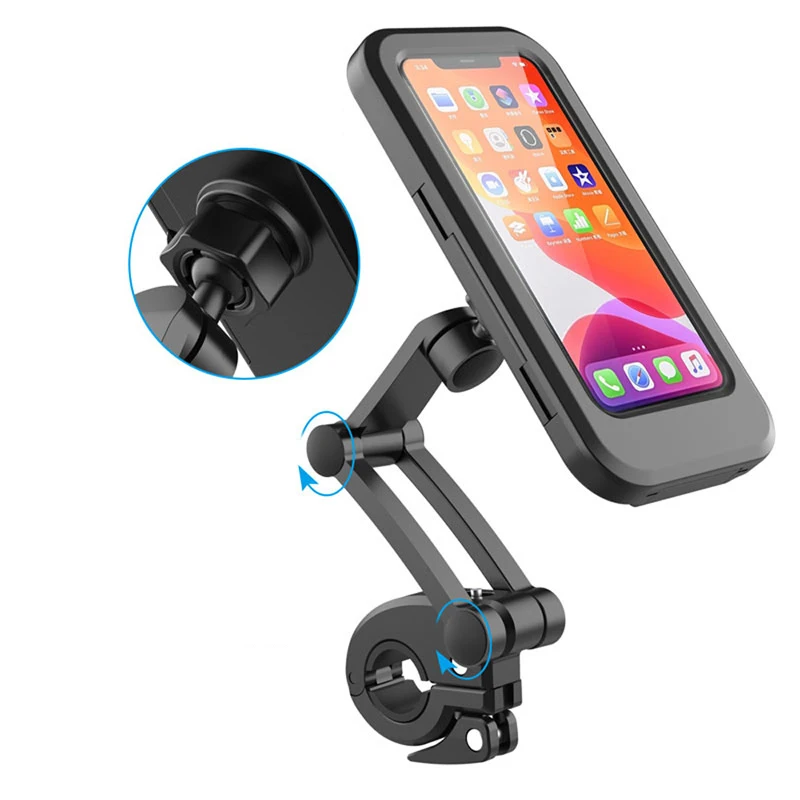 

Водонепроницаемый держатель телефона для мотоцикла, велосипеда, вращение на 360 °, Регулировка по высоте, с зажимом для телефона на руль сенсорного экрана