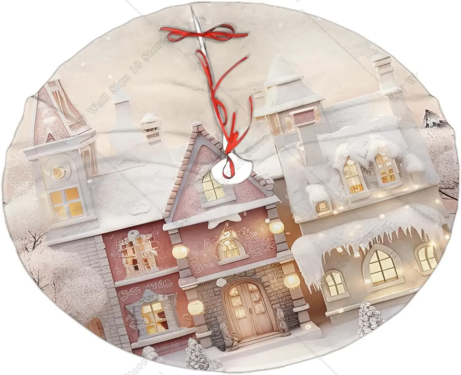 Зимние сцены Рождественский домик юбка для рождественской елки Винтажный