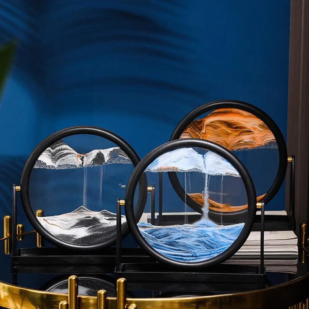 

25 см 3d движущийся песок, искусство, горы, текущий песок, картина для детей, Круглый зыбучий песок, картина, живопись, динамическое стекло, пес...